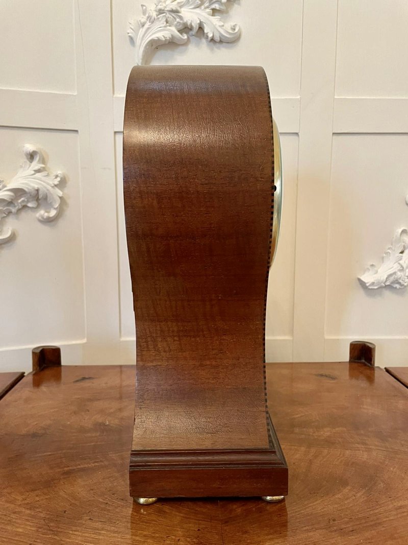 Large Antique Edwardian Inlaid Mahogany Balloon Shaped Mantel Clock - Image 3